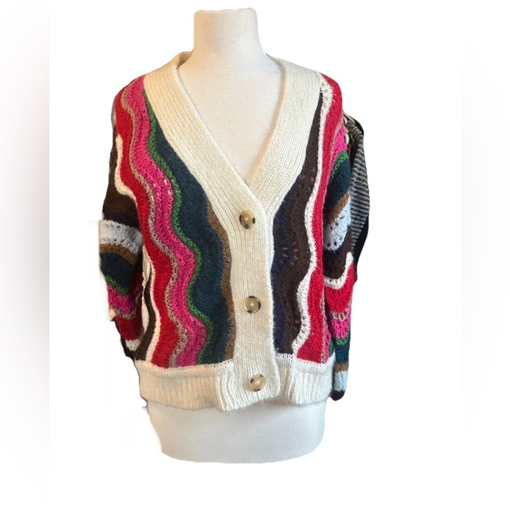 Eleven Six Taylor Multicolor Cardigan Baby Alpaca Superfine Alpaca Merino Wool